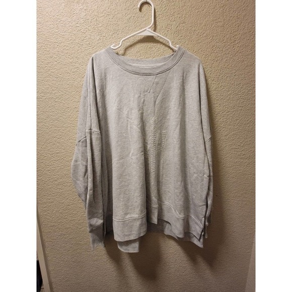 True Craft Light Gray Sweatshirt With Embroidered Cactus And Moon Size 2X - Picture 1 of 5